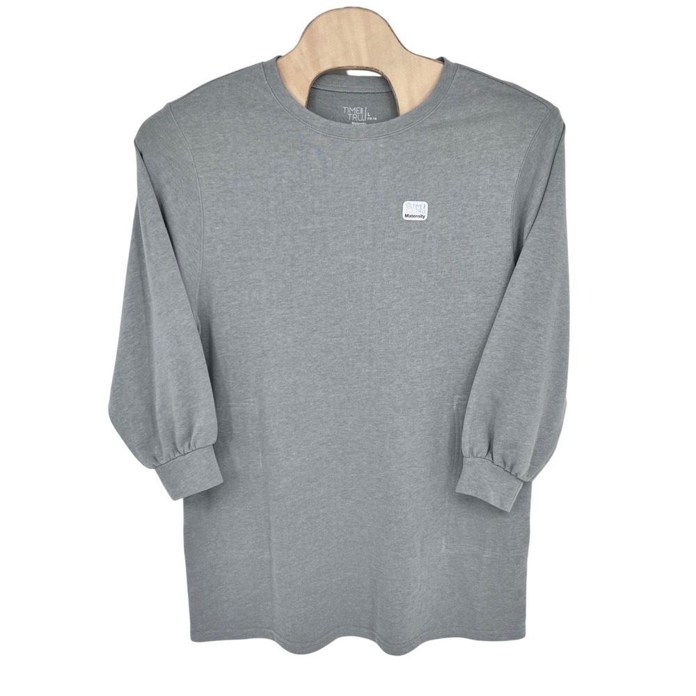 Grey Maternity Sweatshirt Dress Womens XL Minimalist Fall Casual Athleisure NEW - Picture 1 of 9